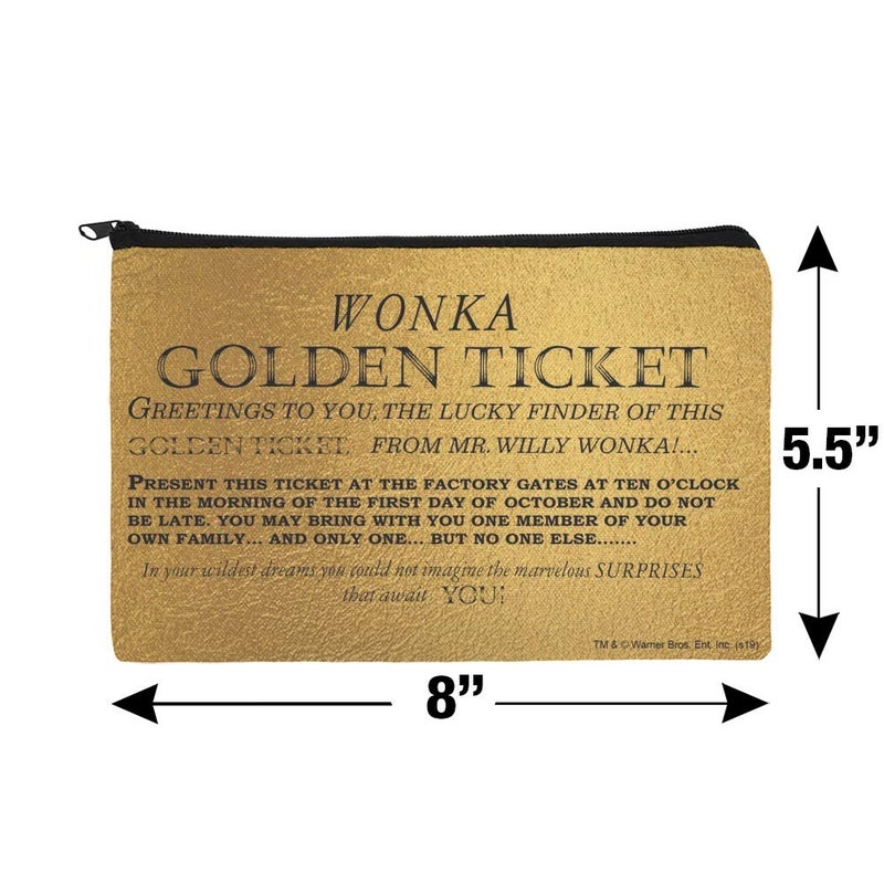 GRAPHICS & MORE Willy Wonka and the Chocolate Factory Golden Ticket Pencil Pen Organizer Zipper Pouch Case - Image 4